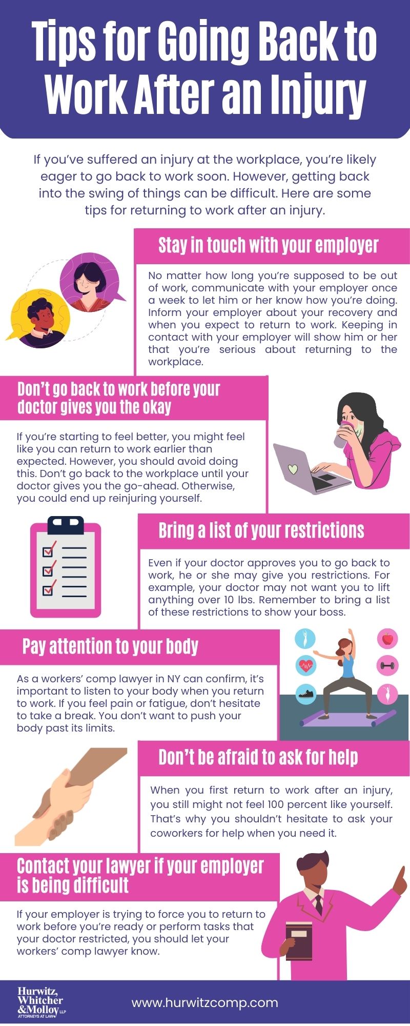 Tips For Going Back To Work After An Injury Infographic